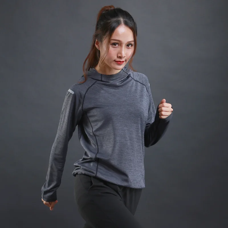 New Hoodie Running Jackets for Women 3 Color Fitness Sportswear Night Reflective Outdoor Jogging Lady Gym Sports Coat thumbnail 3