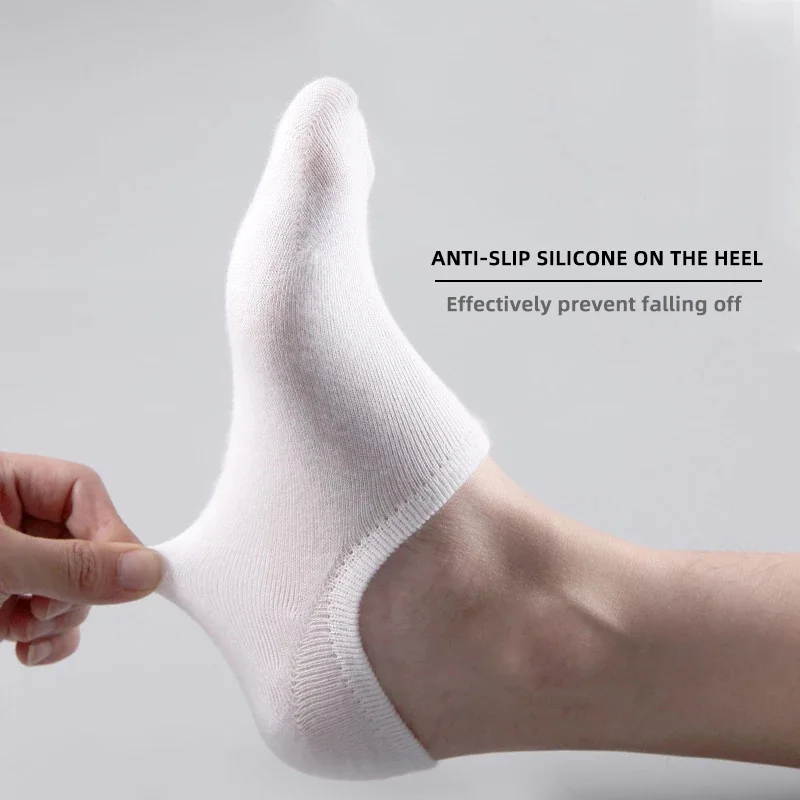 5/10 Pairs Men's Invisible Socks Slippers Cotton Silicone Non-slip Summer No-show Ankle Socks Casual Breathable Thin Boat Sock thumbnail 4