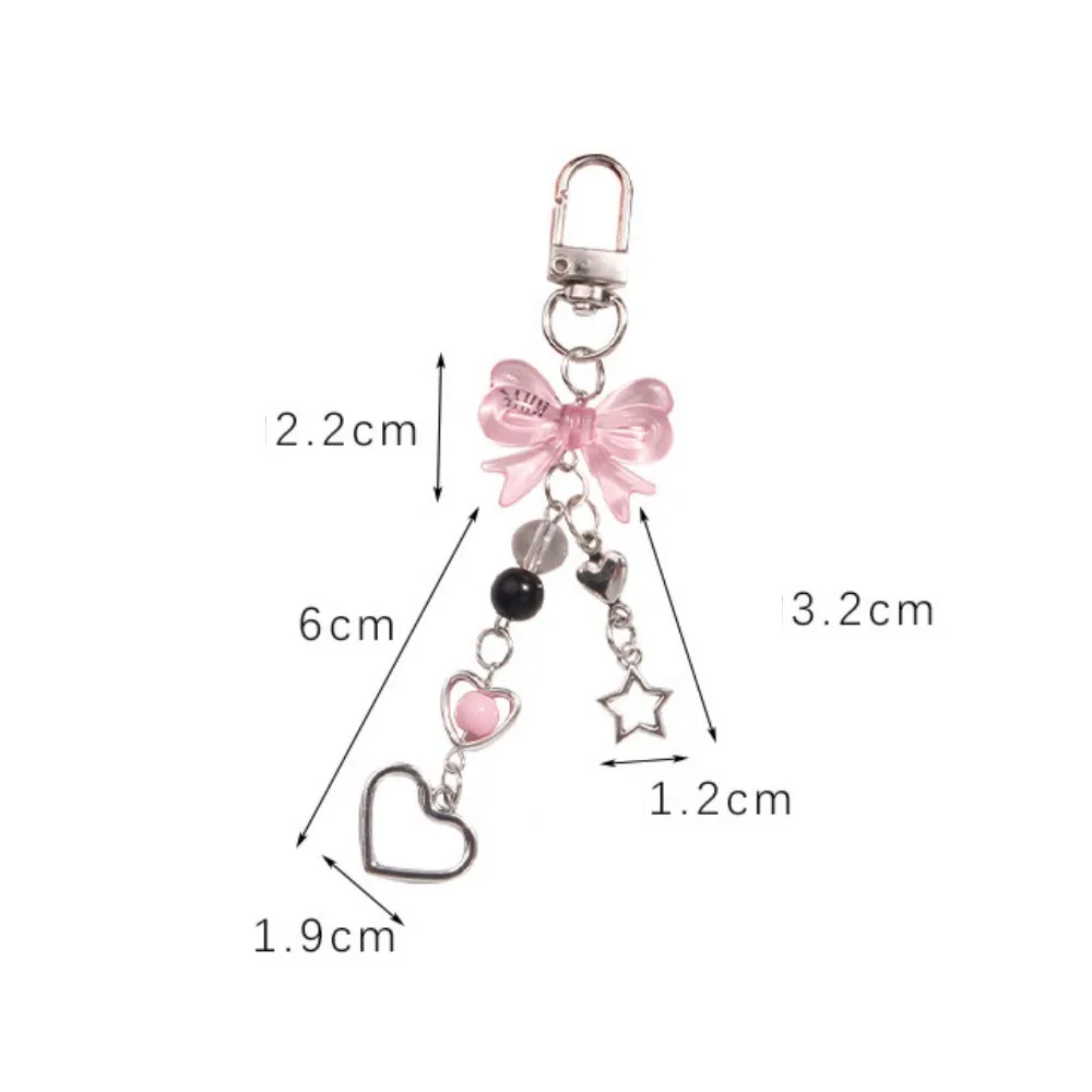 Goth Y2K Phone Charm Pink Silve Bow Heart Star Keychain Pendant Key Chain Bag Phone Chain Cute Accessory For Girls Women Jewelry thumbnail 6