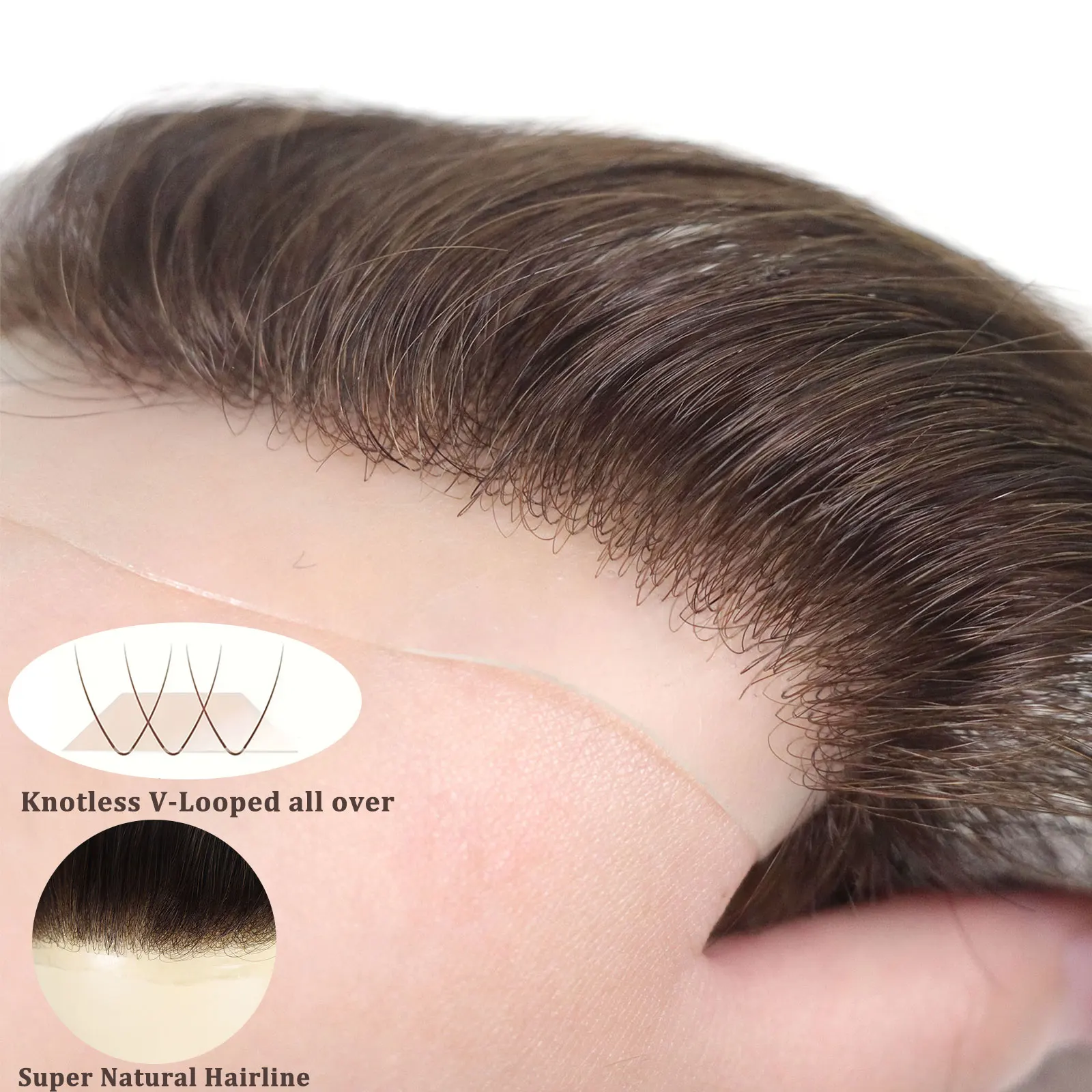 Men Toupee For Forehead 0.06mm Ultra Thin Skin #4 Brown Front Hairline Patch For Male Human Hair Wig Capillary Prosthesis Peruk thumbnail 2