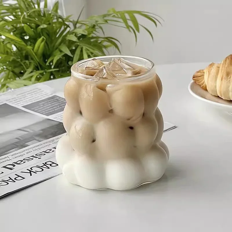 Ins Style irregular Transparent Glass Cup Heat Resistant Coffee Mug Summer drinks Beer Juice Milk Water Cup Cocktail Glass Cups thumbnail 5