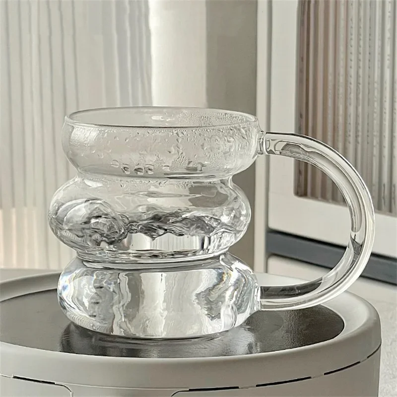 Ins Style irregular Transparent Glass Cup Heat Resistant Coffee Mug Summer drinks Beer Juice Milk Water Cup Cocktail Glass Cups thumbnail 6