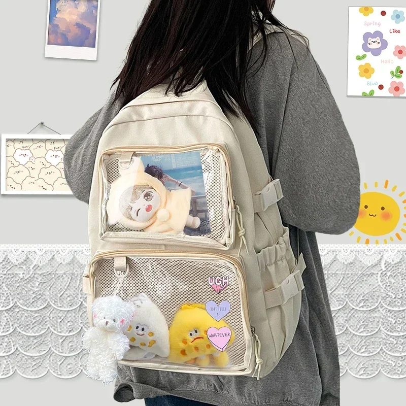 Japanese Kawaii Itabag Women New 2026 Transparent Backpack Women Large Capacity Ita Backpack School Bags for College Student JK thumbnail 2
