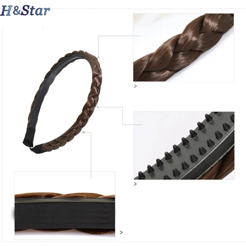 H&STAR Synthetic Braided Headband  Hair Band Tooth Non-slip Fishbone Braid Style Hairdband Pressure Accessories Ladies Headwear thumbnail 2