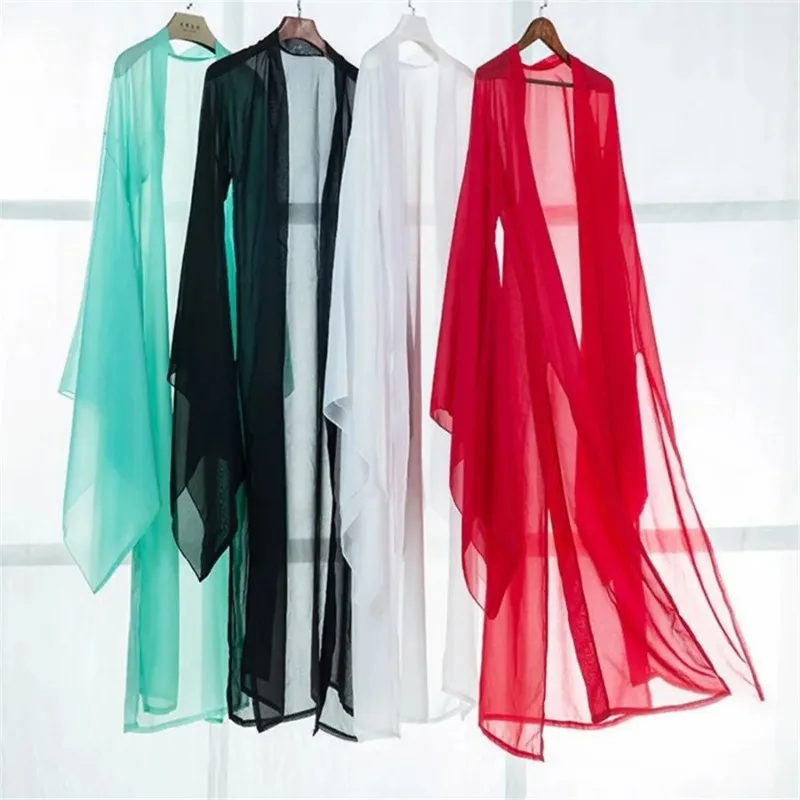 Hanfu Cardigan Ancient Chinese Sleeve Shirt Tang Dynasty Thin Chiffon Classical Folk Dance Clothes Cosplay Stage Costume thumbnail 4