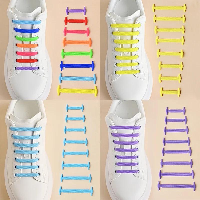 16pcs Silicone Shoelaces No Tie Shoelaces Without Ties Elastic Lace Shoelace Kids Adult Creative Lazy Silicone Laces Rubber Lace thumbnail 5