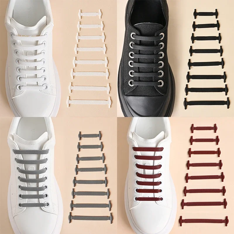 16pcs Silicone Shoelaces No Tie Shoelaces Without Ties Elastic Lace Shoelace Kids Adult Creative Lazy Silicone Laces Rubber Lace thumbnail 4