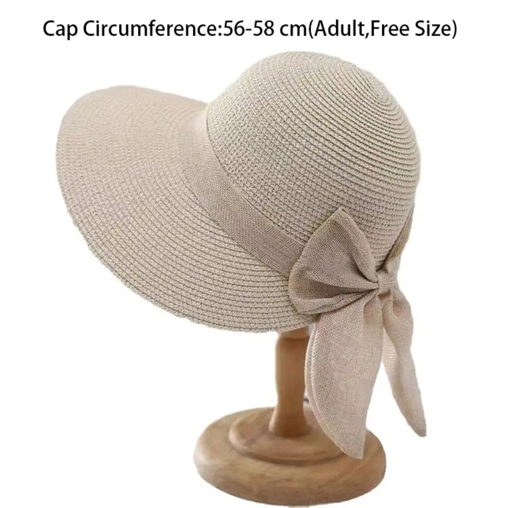 Bowknot Sun Hat Summer Breathable Wide Brim Beach Cap UV Protection Casual Straw Hat for Women thumbnail 6