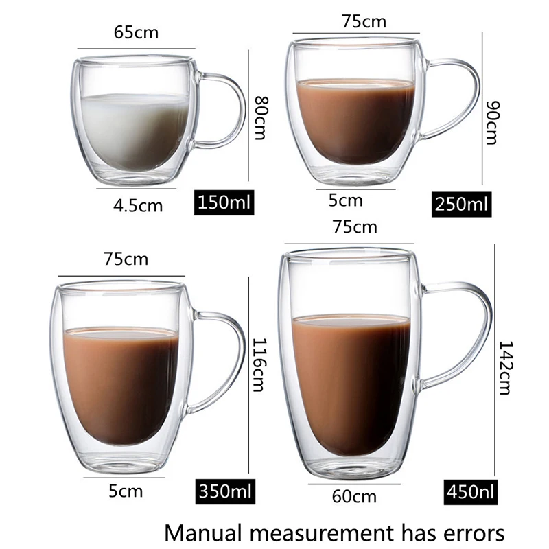 80/650ml Heat Resistant Double Wall Tea Glass Cup Beer Coffee Handmade Creative Healthy Cold Beverage Transparent Drinkware Mugs thumbnail 5