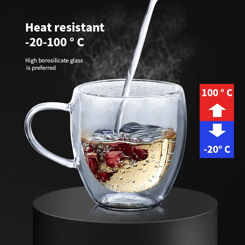 80/650ml Heat Resistant Double Wall Tea Glass Cup Beer Coffee Handmade Creative Healthy Cold Beverage Transparent Drinkware Mugs thumbnail 4