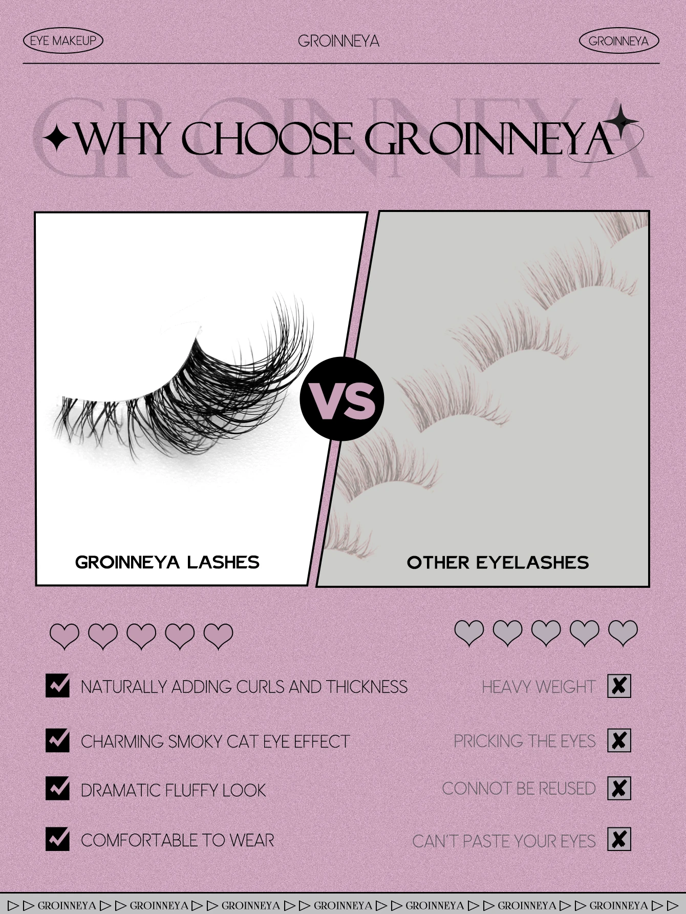 GROINNEYA Half Lashes Half Lashes Soft Natural Clear Band Lashes Natural Look Faux Mink Wispy Mink Eyelashes Extension Makeup thumbnail 6