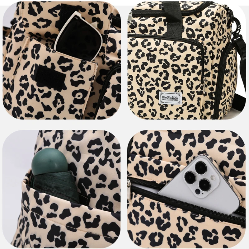 Classic Leopard Print Large Capacity Leisure Luggage Bag With Multiple Pockets And Shoe Compartment Sports Fitness Travel Bag thumbnail 4
