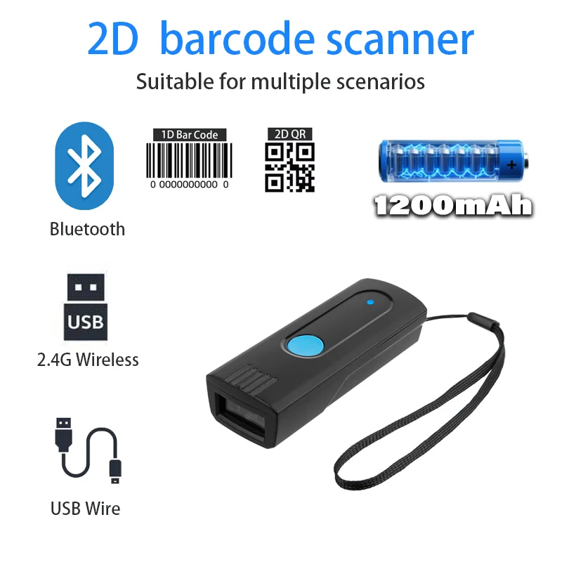 Mini Pocket Barcode Scanner Wireless Bluetooth Instant Upload or storage Mode Optional Support IOS Android Windows System thumbnail 6