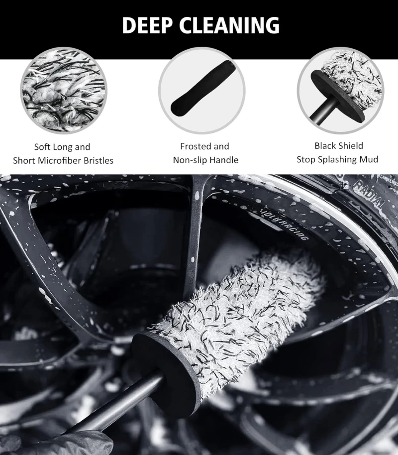 Microfiber Car Wheel Brush Cleaner Brush Rim Cleaner Brush Tire Brush Wheel Cleaning Brushes Auto Wash Glove Accessories thumbnail 4
