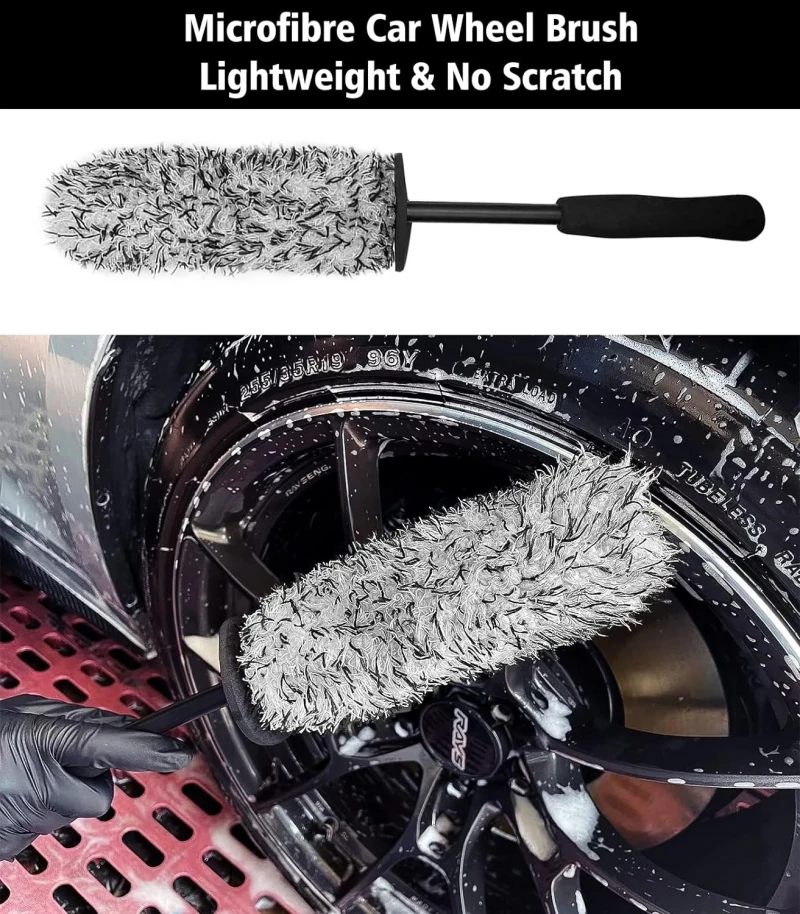 Microfiber Car Wheel Brush Cleaner Brush Rim Cleaner Brush Tire Brush Wheel Cleaning Brushes Auto Wash Glove Accessories thumbnail 5