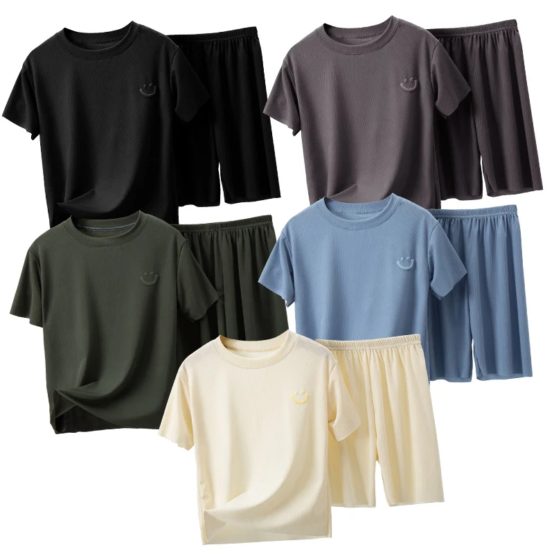 2/4 Pieces Children's Summer Thin Short-sleeved Shorts Ice Silk Suit Boys and Girls Casual Joker Home Clothes 2-piece Suit. thumbnail 2