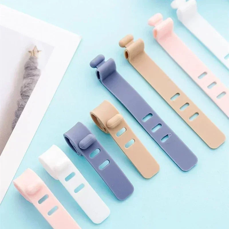 Portable Reusable Silicone Strap Cable Winder Tidy Organizer Desktop USB Data Cord Earphone Wire Line Wrap Tie Management Clips thumbnail 2