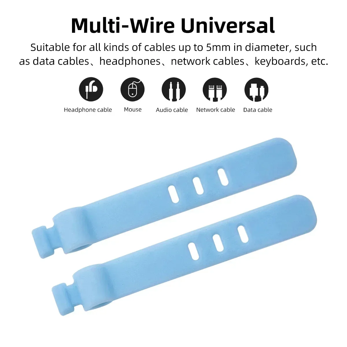 Portable Reusable Silicone Strap Cable Winder Tidy Organizer Desktop USB Data Cord Earphone Wire Line Wrap Tie Management Clips thumbnail 5