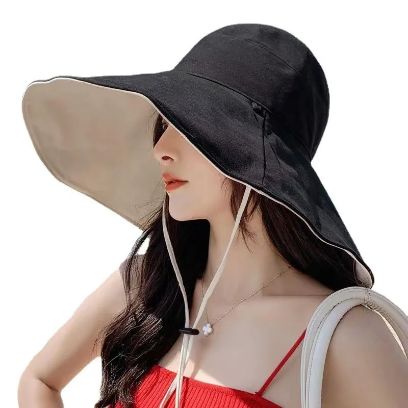 Wide Brim UPF 50+ Sun Hat Women Anti-UV Protection Hiking Fisherman Cap Fold Summer Solid Beach Hat 2024 Double sided Sun hat thumbnail 6