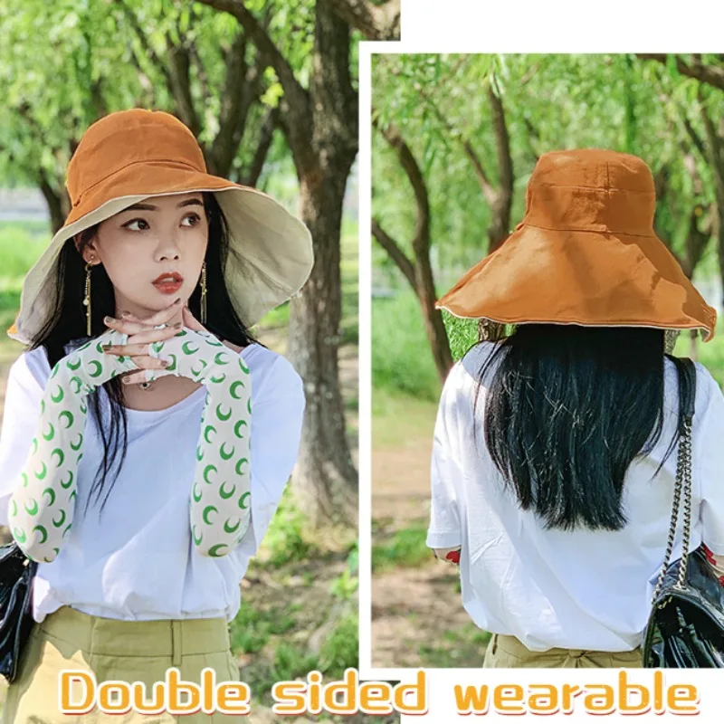 Wide Brim UPF 50+ Sun Hat Women Anti-UV Protection Hiking Fisherman Cap Fold Summer Solid Beach Hat 2024 Double sided Sun hat thumbnail 4