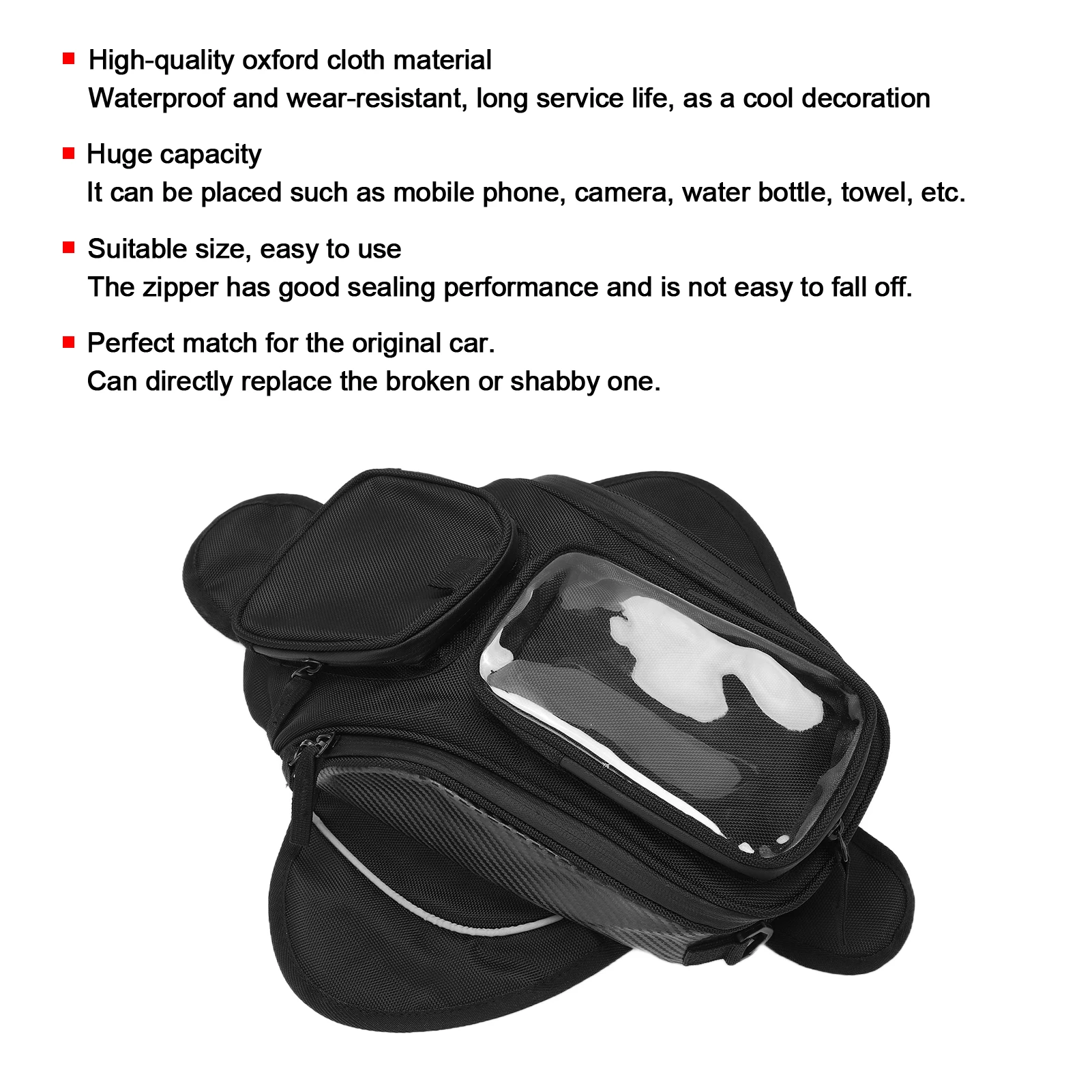 Motorcycle Tank Bag Decorative Backpack Oxford Cloth Waterproof Wear Resistant for Riding thumbnail 4