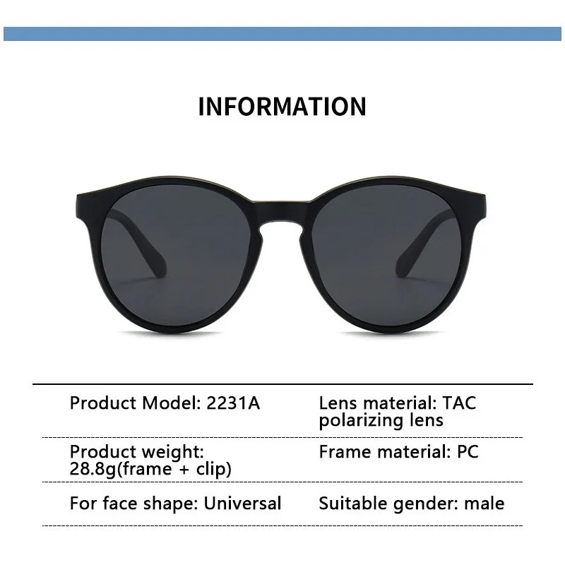 5PCS Magnetic Polarized Clip On Sunglasses Women Men Plastic Frame for Night Driving Sunglasses UV400 thumbnail 3