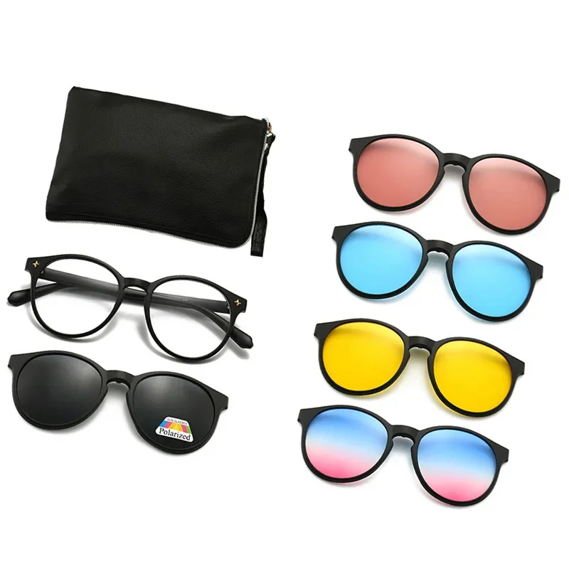 5PCS Magnetic Polarized Clip On Sunglasses Women Men Plastic Frame for Night Driving Sunglasses UV400 thumbnail 4