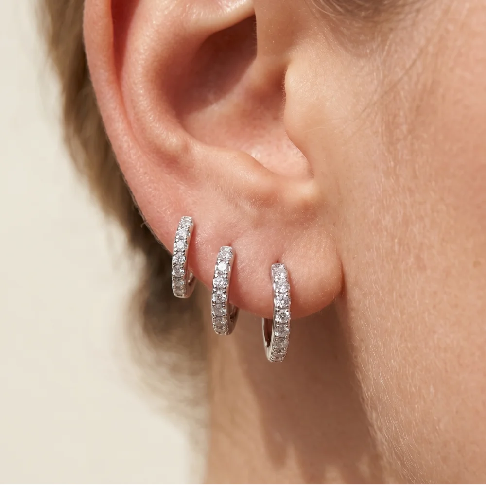 2/6PCS 316L Stainless Steel Minimalist Hoop Earrings Crystal Zirconia Small Cartilage Helix Tragus Piercing Jewelry for Women thumbnail 4