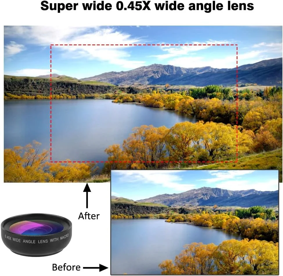 2 IN 1 Lens Universal Clip 37mm Mobile Phone Lens Professional 0.45X 49uv Super Wide-Angle + Macro HD Lens For iPhone Android thumbnail 5
