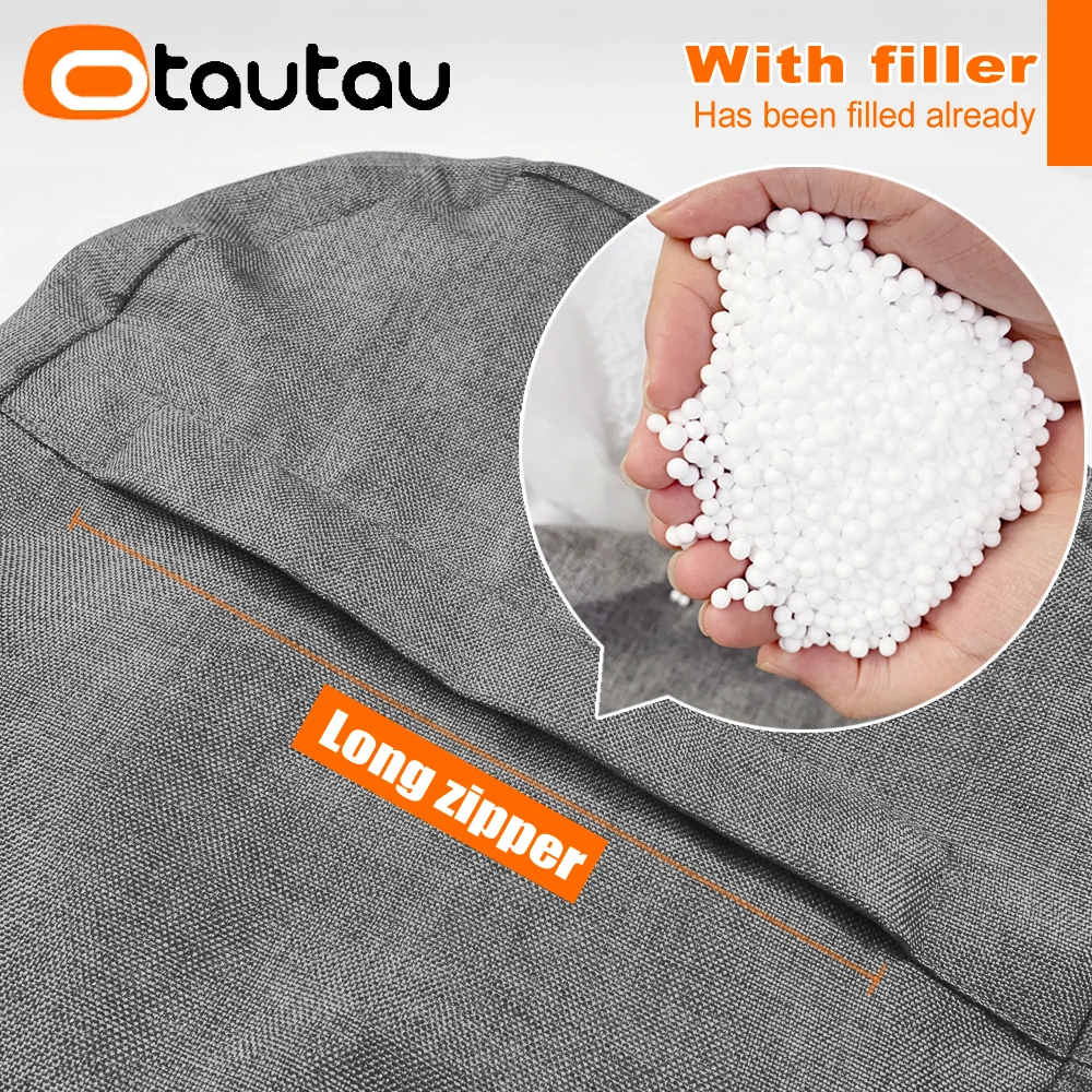 OTAUTAU Round Stool D30cm*H20cm Linen Bean Bag Ottoman with Filling Beanbag Pouf Footstool Tatami Futon Puff JD001 thumbnail 6