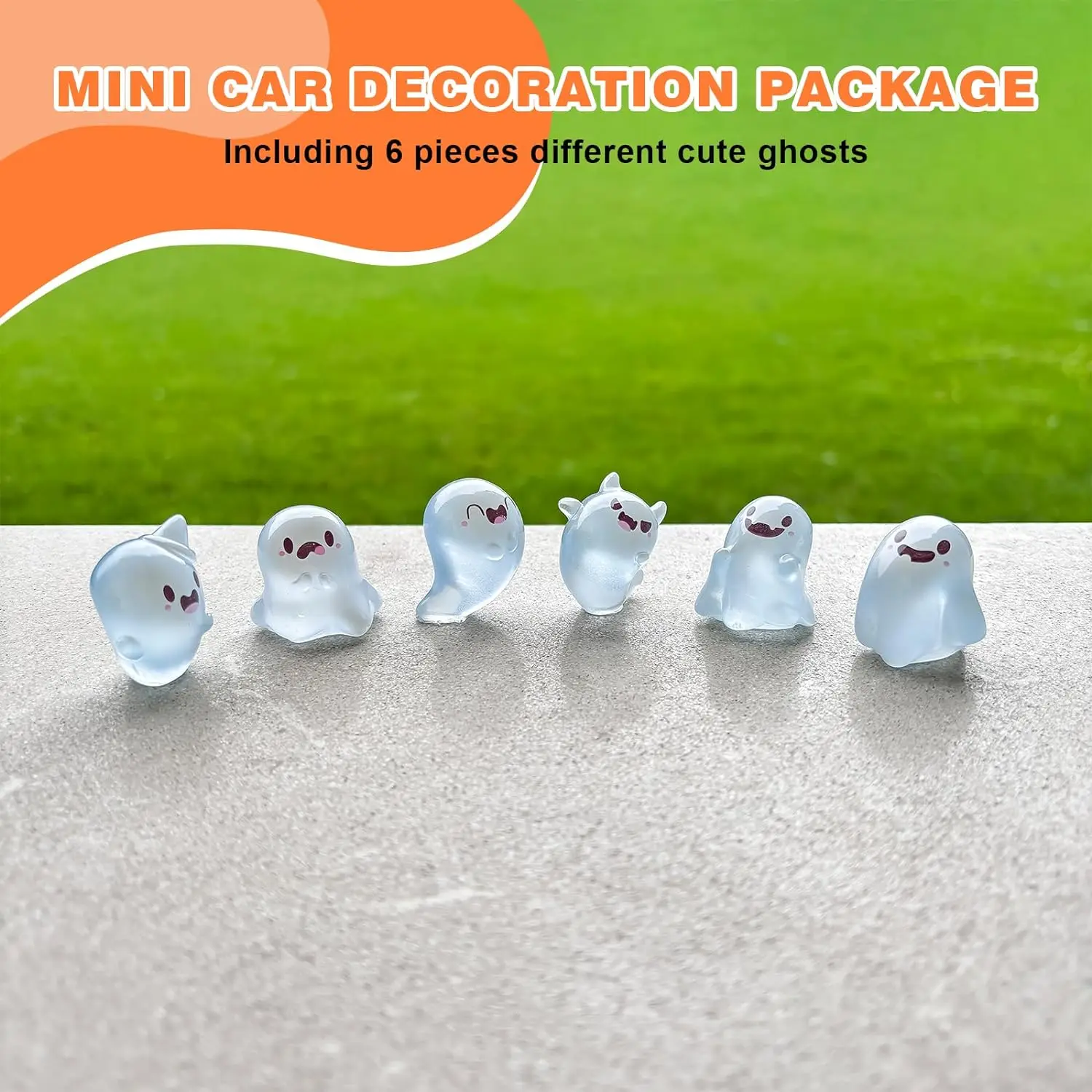 6PCS Luminous Ghost Fun Ghost Car Dash Decorations Car Rear View Mirror Ornament Interior Accessories for Home Office thumbnail 3