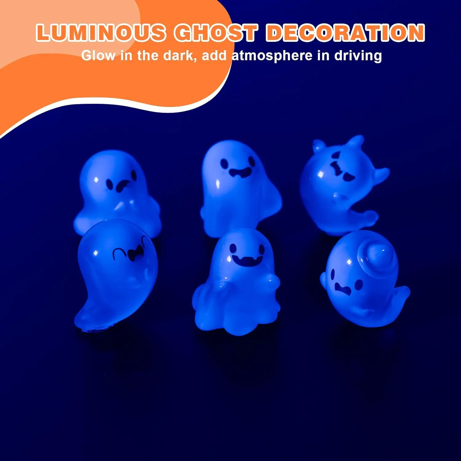 6PCS Luminous Ghost Fun Ghost Car Dash Decorations Car Rear View Mirror Ornament Interior Accessories for Home Office thumbnail 6