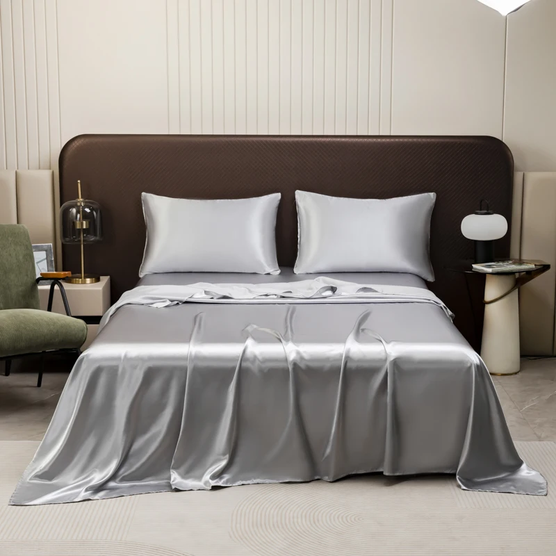 Solid Color Satin Sheet and Pillowcase Set，Luxurious Bedding Ensemble with a Silky Sheen，Twin/Full/Queen/King Size thumbnail 3