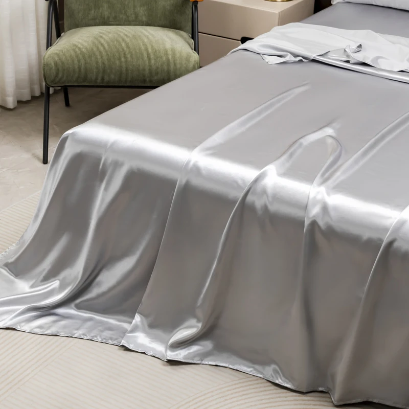 Solid Color Satin Sheet and Pillowcase Set，Luxurious Bedding Ensemble with a Silky Sheen，Twin/Full/Queen/King Size thumbnail 2