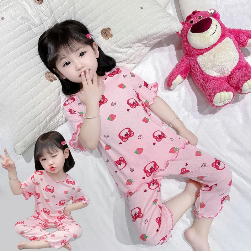 Baby Pajamas Sets Cotton Child Pajamas Toddler Summer Sleeveless Baby Nightwear Pyjamas Kids Cartoon Homewear Clothes thumbnail 2