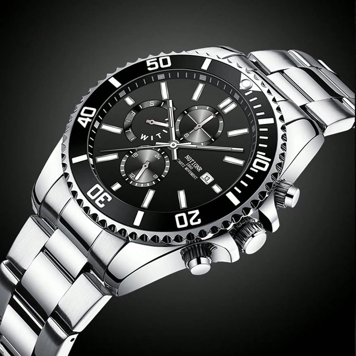 Luxury Men's Business Watches Men Silver Quartz Watch Male Luminous Clock thumbnail 3
