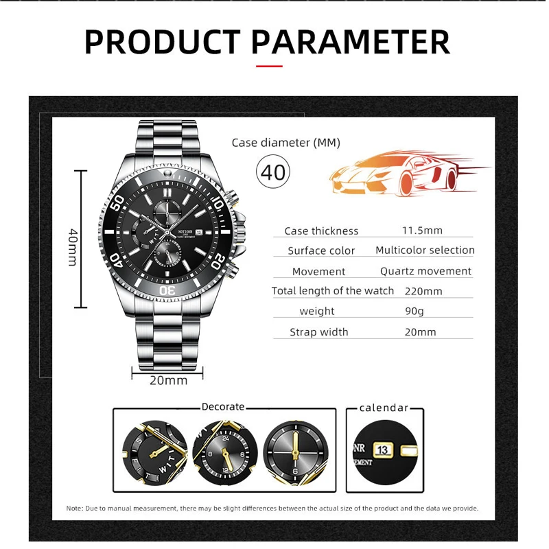 Luxury Men's Business Watches Men Silver Quartz Watch Male Luminous Clock thumbnail 2