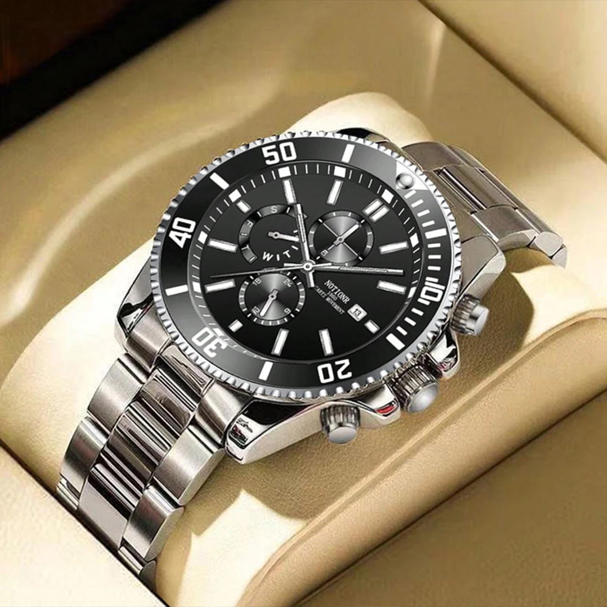 Luxury Men's Business Watches Men Silver Quartz Watch Male Luminous Clock thumbnail 4