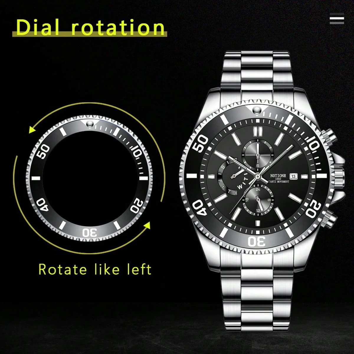 Luxury Men's Business Watches Men Silver Quartz Watch Male Luminous Clock thumbnail 5