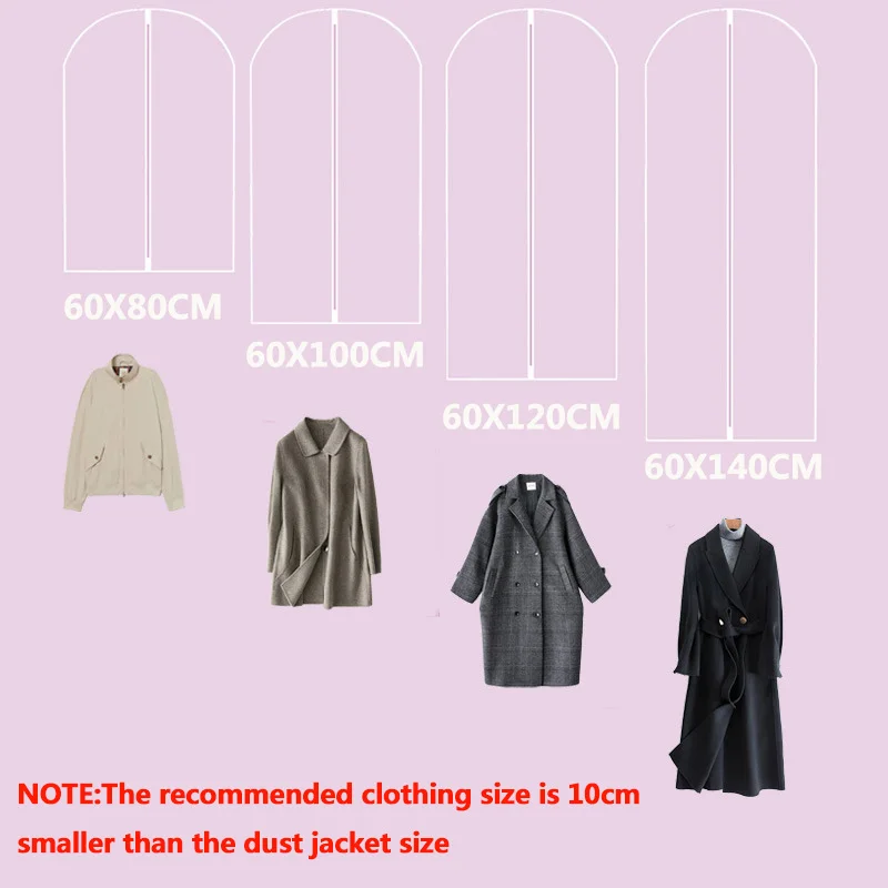 Clothes Hanging Dust Cover Wedding Dress Cover Suit Coat Storage Bag Transparent Fully Enclosed Clothes Cover With Zipper thumbnail 6