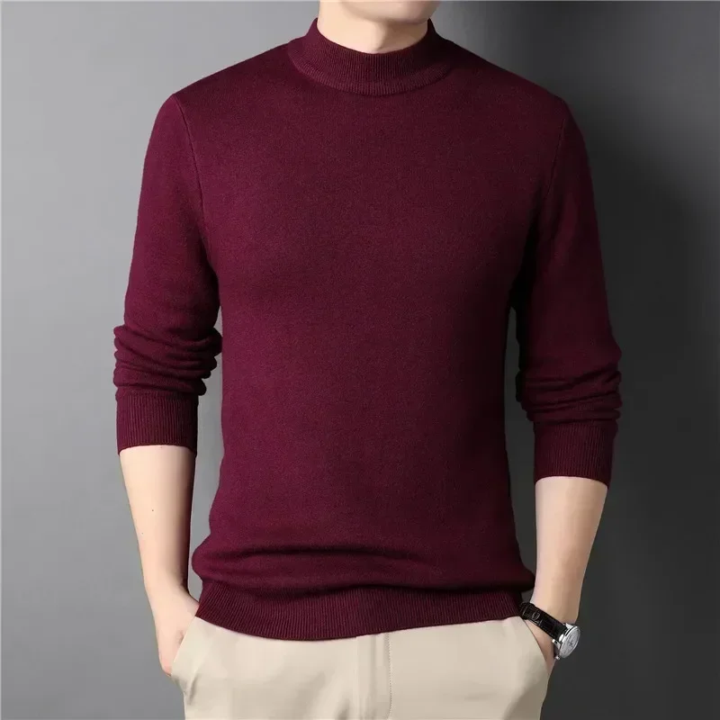 2024 Brand New Men's Cashmere Sweater Half Turtleneck Men Sweaters Knit Pullovers for Male Youth Slim Knitwear Man Sweater thumbnail 4