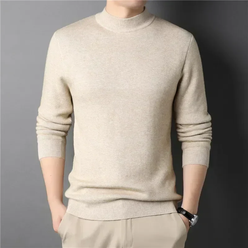 2024 Brand New Men's Cashmere Sweater Half Turtleneck Men Sweaters Knit Pullovers for Male Youth Slim Knitwear Man Sweater thumbnail 3