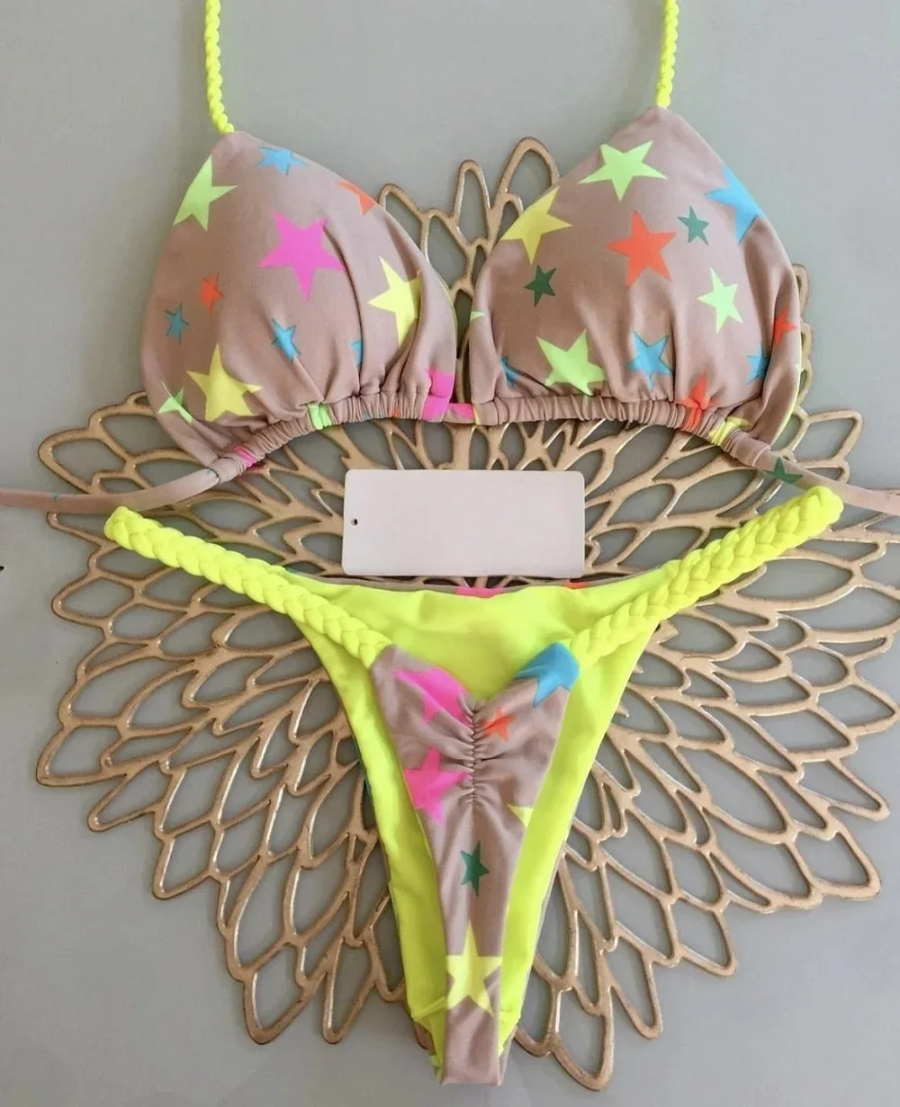 New Women's Bikini Split Print Swimwear Fashion G-string Beach Holiday thumbnail 5