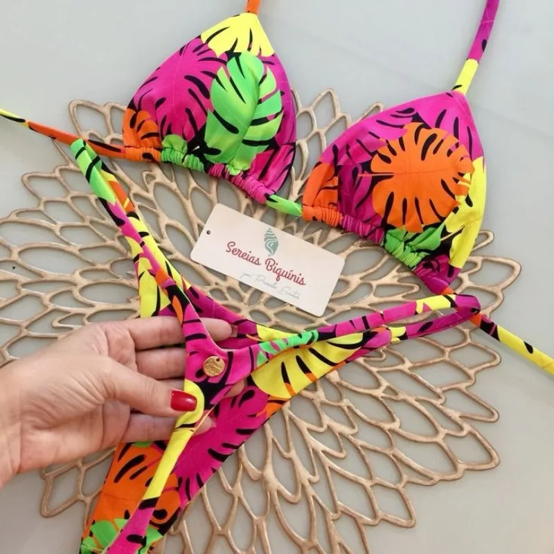 New Women's Bikini Split Print Swimwear Fashion G-string Beach Holiday thumbnail 2