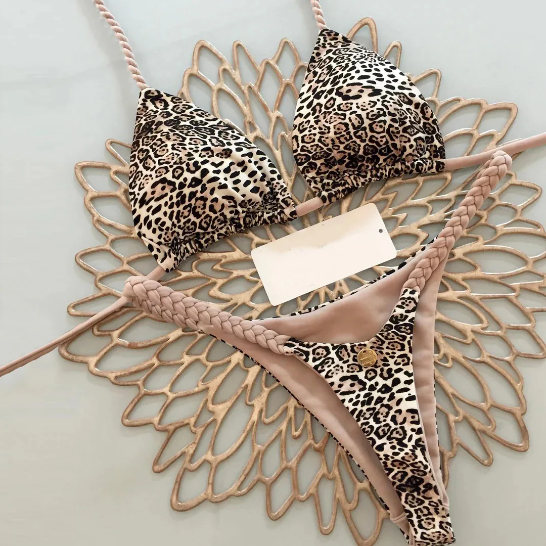 New Women's Bikini Split Print Swimwear Fashion G-string Beach Holiday thumbnail 6