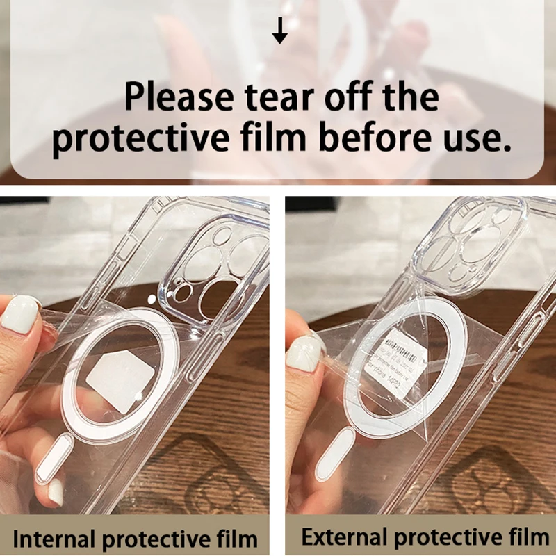Luxury Wireless Charge For Magsafe Transparent Case for iPhone 16 15 14 13 12 11 Pro Max Plus Magnetic Shockproof Bumper Cover thumbnail 5