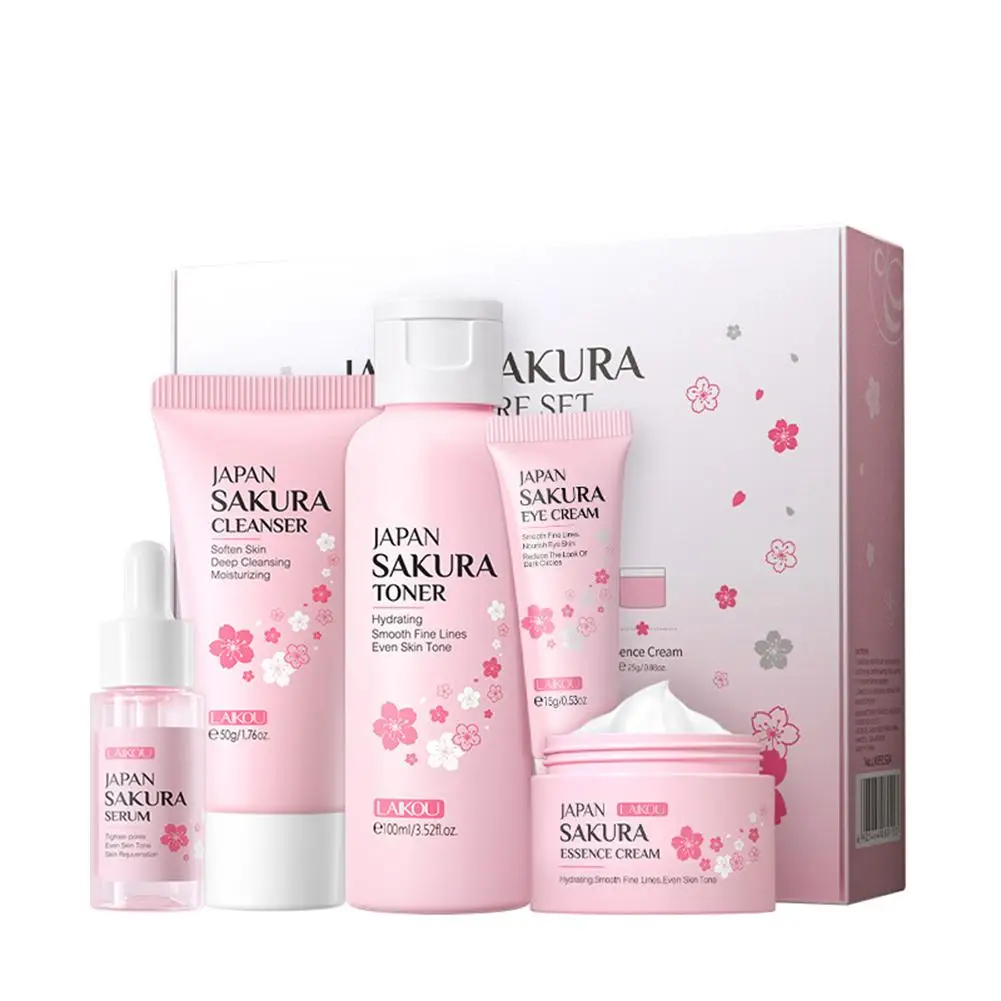 5/3pcs/Set Sakura Skin Care Sets Face Cream Serum Toner Facial Cleanser Sunscreen Eye Cream Gift Box Face Skin Care Set Product thumbnail 5