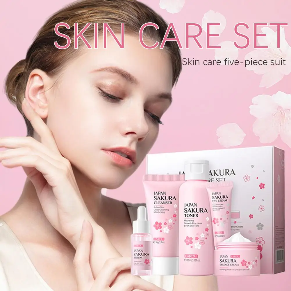 5/3pcs/Set Sakura Skin Care Sets Face Cream Serum Toner Facial Cleanser Sunscreen Eye Cream Gift Box Face Skin Care Set Product thumbnail 4