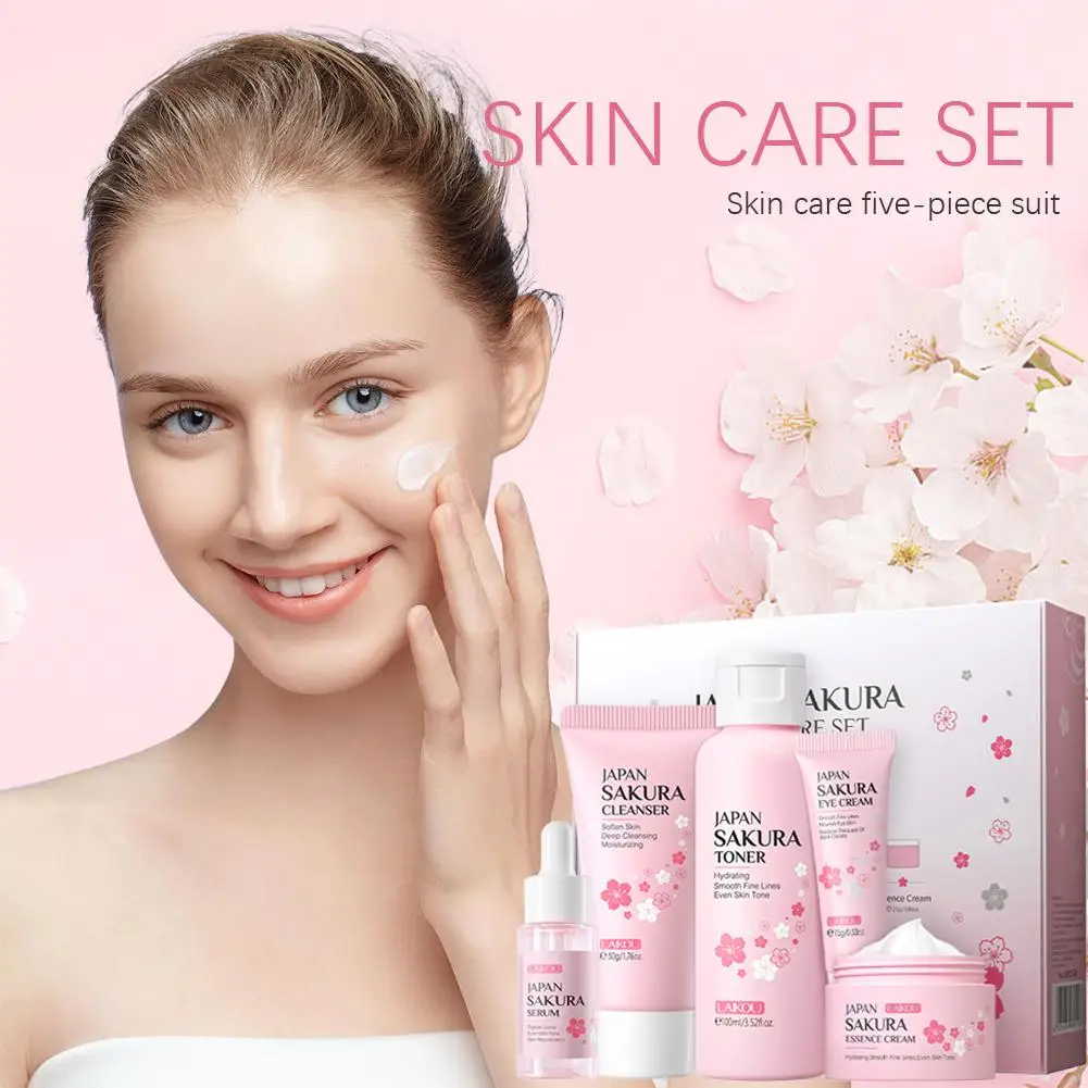 5/3pcs/Set Sakura Skin Care Sets Face Cream Serum Toner Facial Cleanser Sunscreen Eye Cream Gift Box Face Skin Care Set Product thumbnail 3