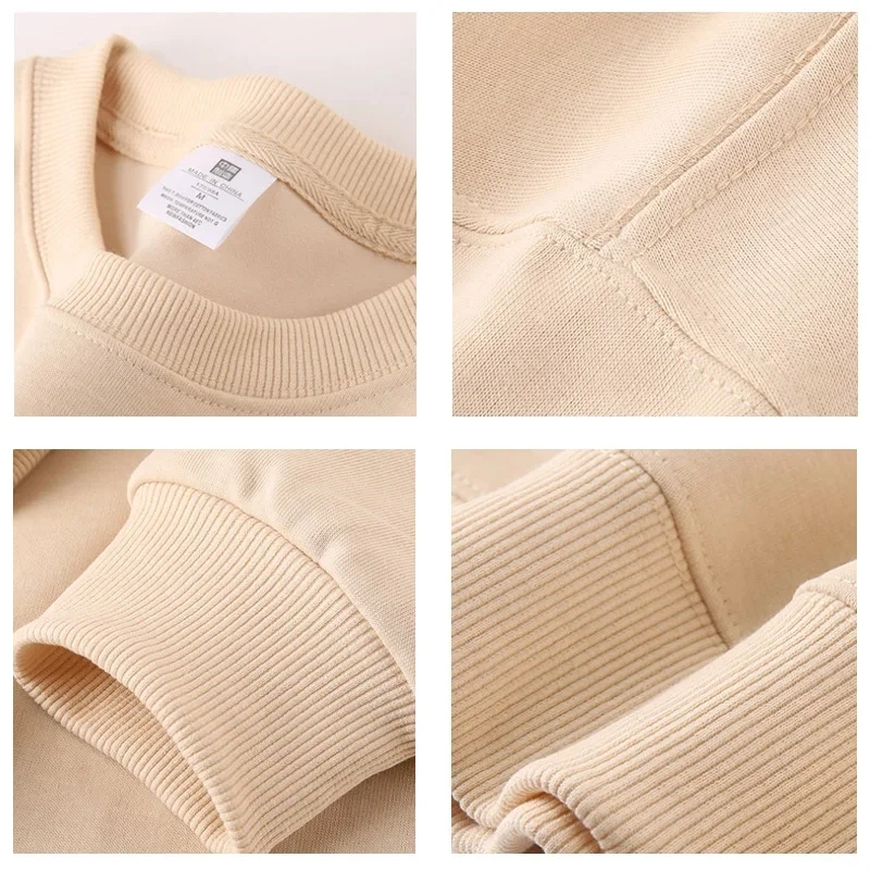 New Heavy Fabric Men/Women Simple Style Sweatshirts Fashion Soild Color O Neck Loose Hoodies Autumn Casual Pullover Tops thumbnail 6